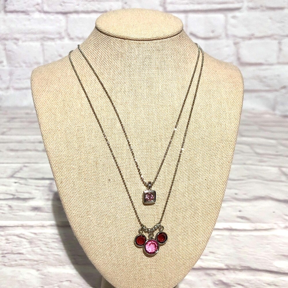 Pink Silver Tone Faux Stone 8” Rachel Necklace with extended chain